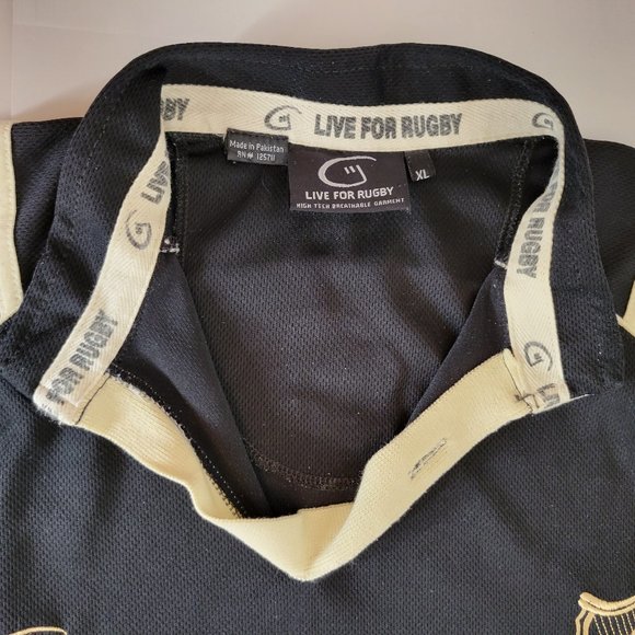 Live For Rugby Mens Retro Ireland S/S Rugby Jersey Size XL Black w/Beige - Picture 3 of 12